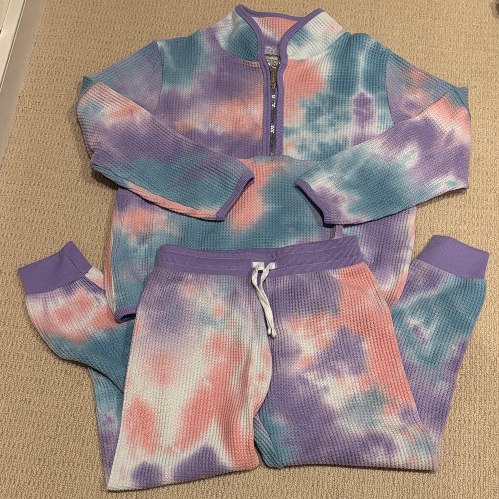 Iscream Kids Tie-Dye waffle pullover and Joggers Set